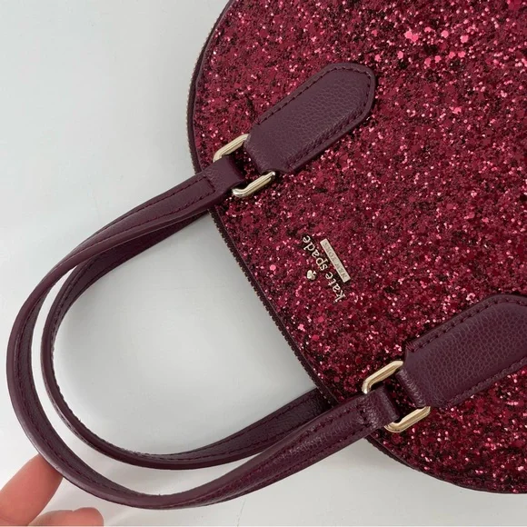 Kate Spade Laurel Way Glitter Mini Reiley Satchel Red Leather Sparkles